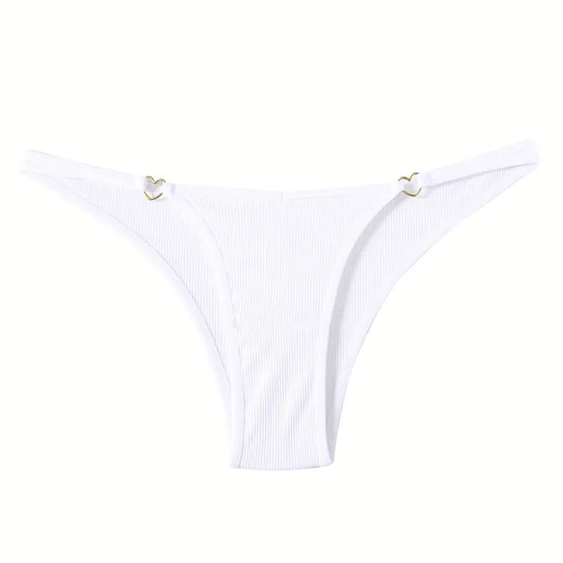 Bellvian white ribbed thong panties featuring minimalist feminine design, soft stretch comfort and luxury gold ring detailing, premium women's underwear perfect for wedding night lingerie, honeymoon essentials, Valentine's Day gifts, anniversary surprises and luxury intimate fashion shopping across the United Kingdom.