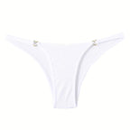 Bellvian white ribbed thong panties featuring minimalist feminine design, soft stretch comfort and luxury gold ring detailing, premium women's underwear perfect for wedding night lingerie, honeymoon essentials, Valentine's Day gifts, anniversary surprises and luxury intimate fashion shopping across the United Kingdom.