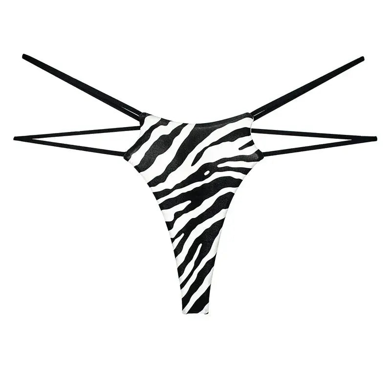 Bellvian™ zebra print thong panties combining bold animal pattern styling with a flattering minimalist fit, designed for women seeking sexy lingerie, fashion forward underwear and statement intimate wear, ideal for romantic nights, holiday wardrobes, honeymoon collections and unique lingerie gifts for wives or girlfriends.