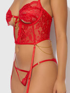 Cecily Lace & Chain Bustier & Backless Hipster Set