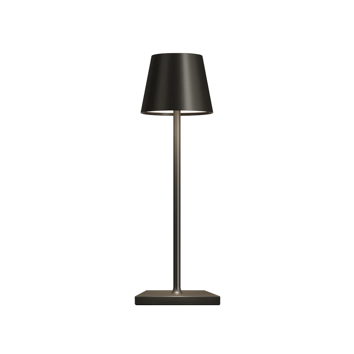 Elegant black LED table lamp featuring a matte finish and modern silhouette. Touch dimmable and USB rechargeable, perfect for home offices, bedrooms, or restaurant tabletops. Creates a cosy, sophisticated glow.