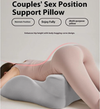 Bellvian™ Diagram showing how the body contouring pillow supports the lower back and enhances comfort during intimacy.
