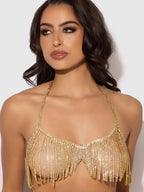 Bellvian™ Rhinestone Dangle V-Neck Bra
