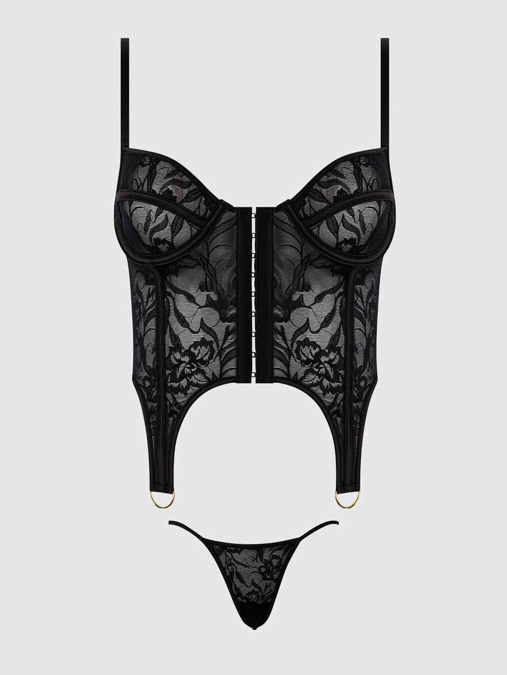 Flora Lace Bustier & G-String Set