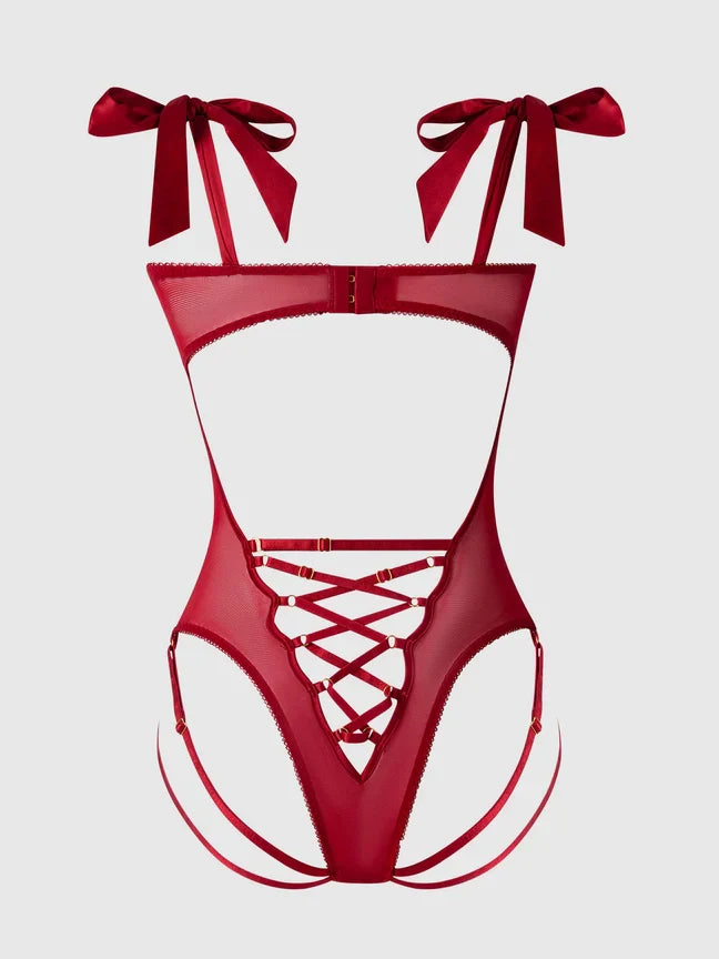 Bellvian™ Rosalie Rouge Strappy Lace Teddy