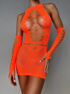 Bellvian™ Criss Cross Fishnet Dress