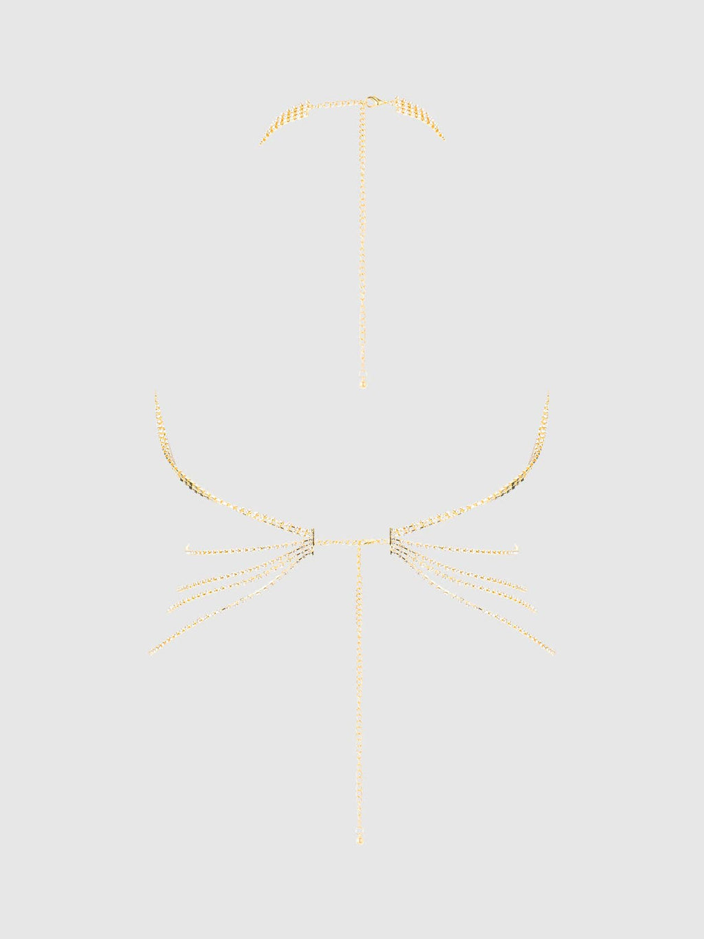 Rhinestone Net & Fringe Halter Bralette