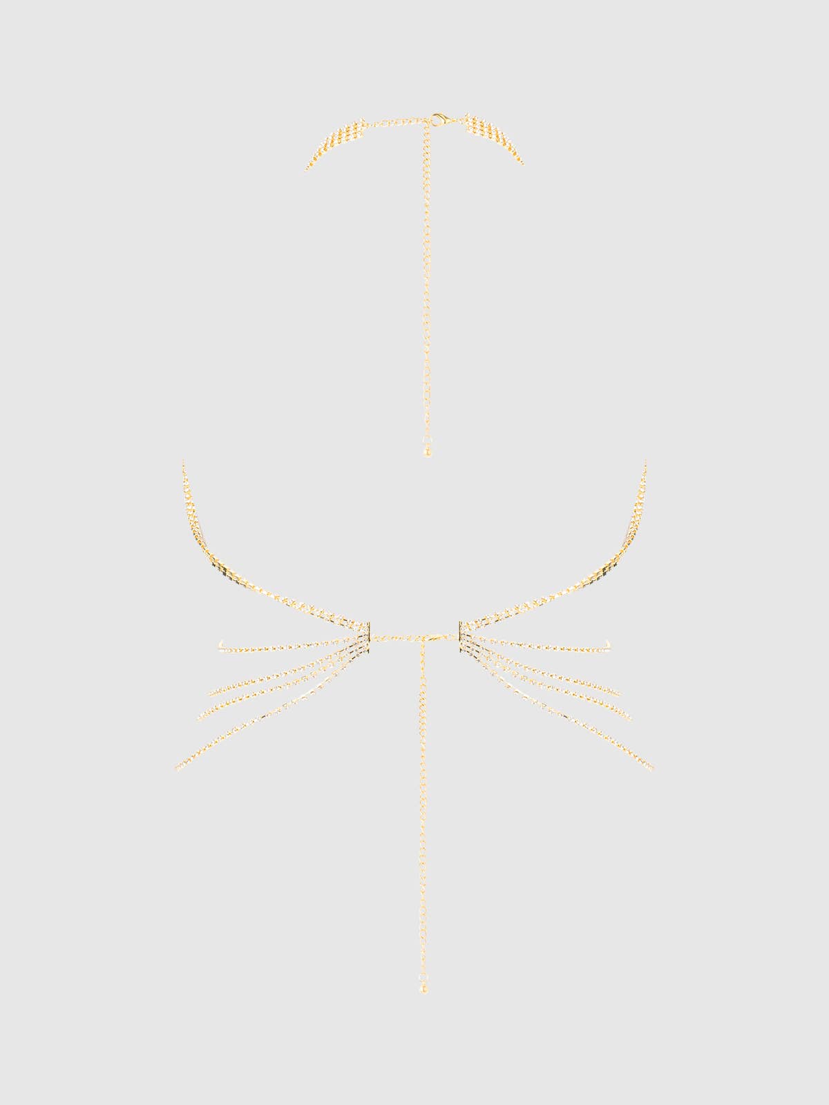 Rhinestone Net & Fringe Halter Bralette