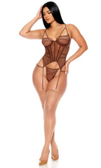 Caught Up O-Net Bustier Lingerie Set