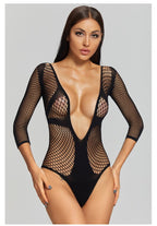 Bellvian™ Deep V Fishnet Bodysuit