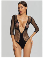 Bellvian™ Deep V Fishnet Bodysuit