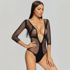 Bellvian™ Deep V Fishnet Bodysuit