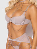 Bellvian™ Presley Rhinestone & Mesh Demi Bra, Garter & G-String Set