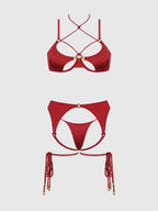 Iryna Silky Micro & Rope Bra, Garter & Thong Set