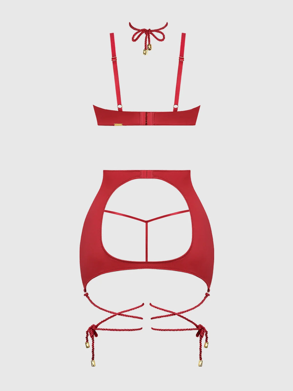 Iryna Silky Micro & Rope Open Back Chemise & G-String Set