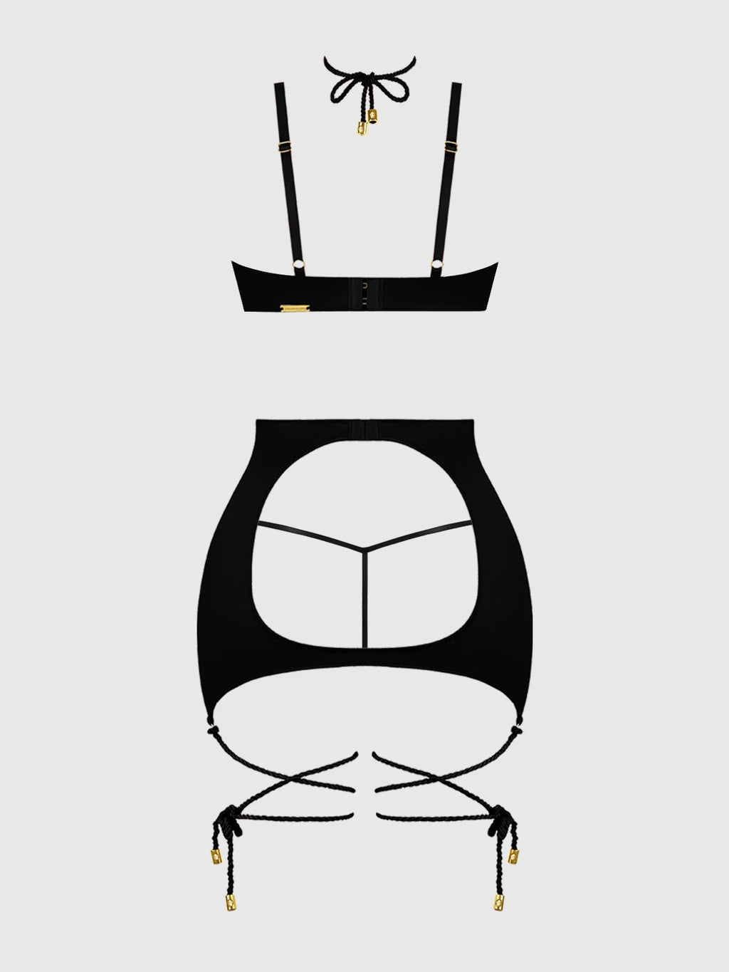 Iryna Silky Micro & Rope Open Back Chemise & G-String Set