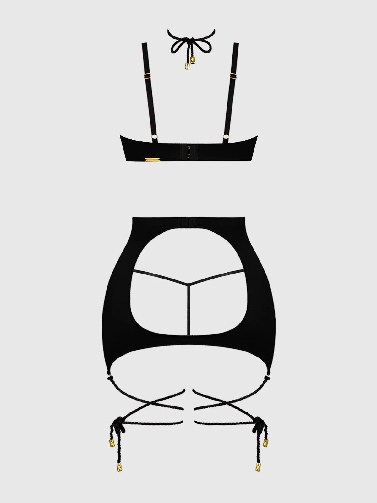 Iryna Silky Micro & Rope Open Back Chemise & G-String Set