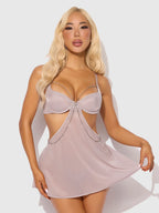 Bellvian™ Presley Shine Mesh & Rhinestone Babydoll & G-String Set