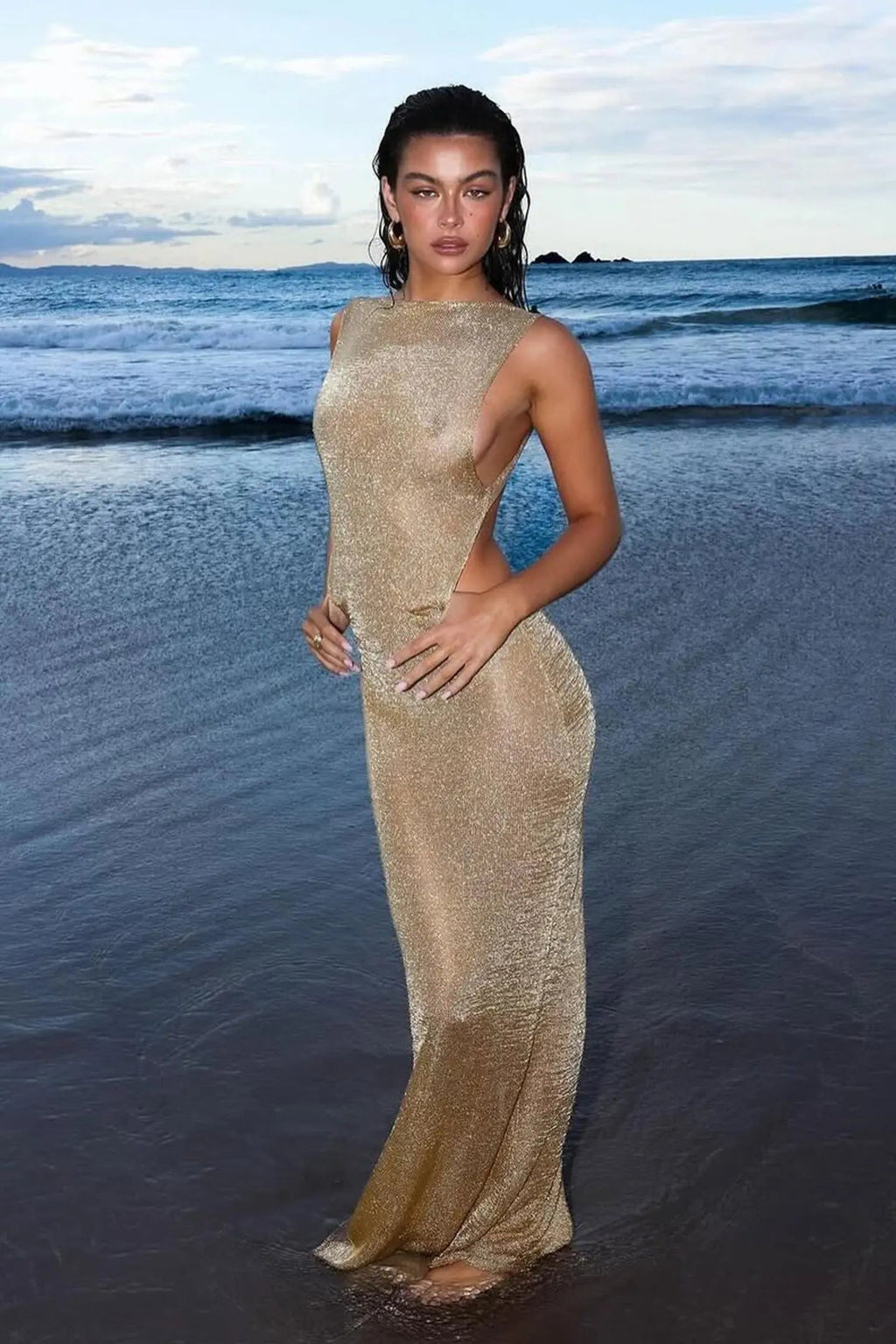 Bellvian™ Sparkle Glitter Bodycon Maxi Dress