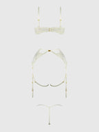 Bellvian™ Rosalie Lace Open-Cup Bra, Garter & G-String Set