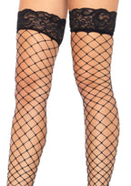 LacyNighty™ Fence Net Thigh Highs with Lace Top