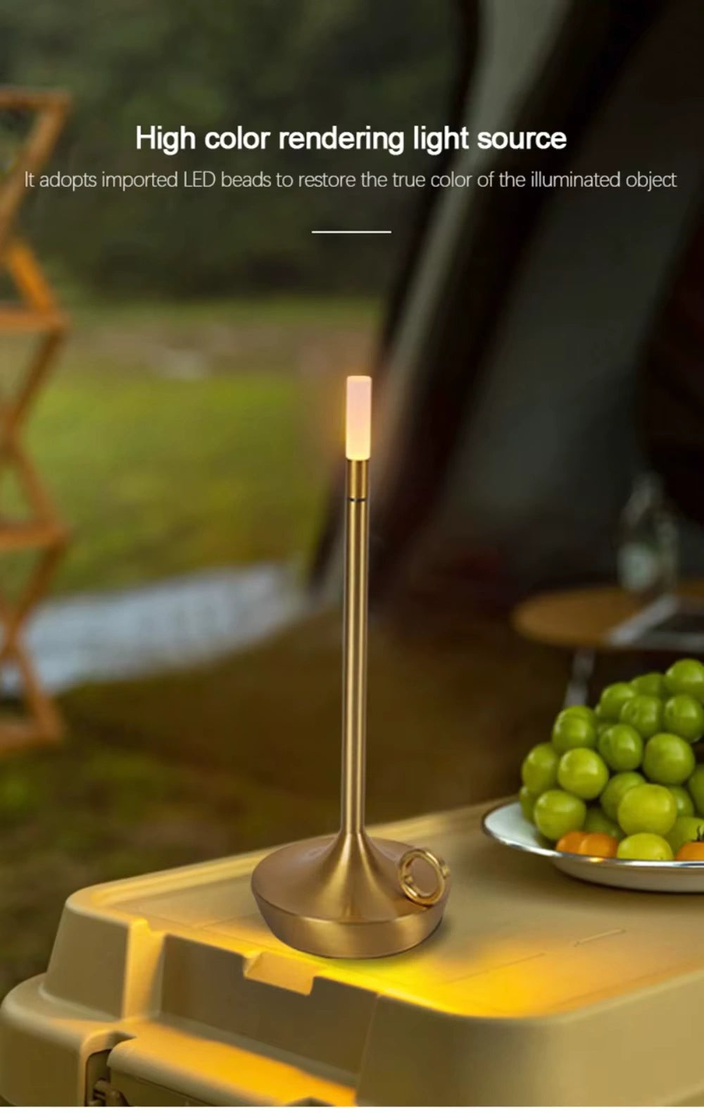 Luxury gold LED table lamp with a touch sensor control, wireless rechargeable design, and matte finish. Ideal for modern interiors, bedside tables, and elegant office spaces. Decorative minimalist lighting by Bellvian.