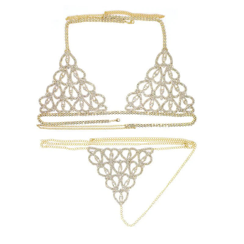 Bellvian™ Rhinestone Heart Set - body chain