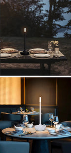 White minimalist LED lamp featuring wireless rechargeable design, matte aluminum texture, and adjustable brightness. Ideal for workspace, home decor, or reading area — Bellvian aesthetic lighting.