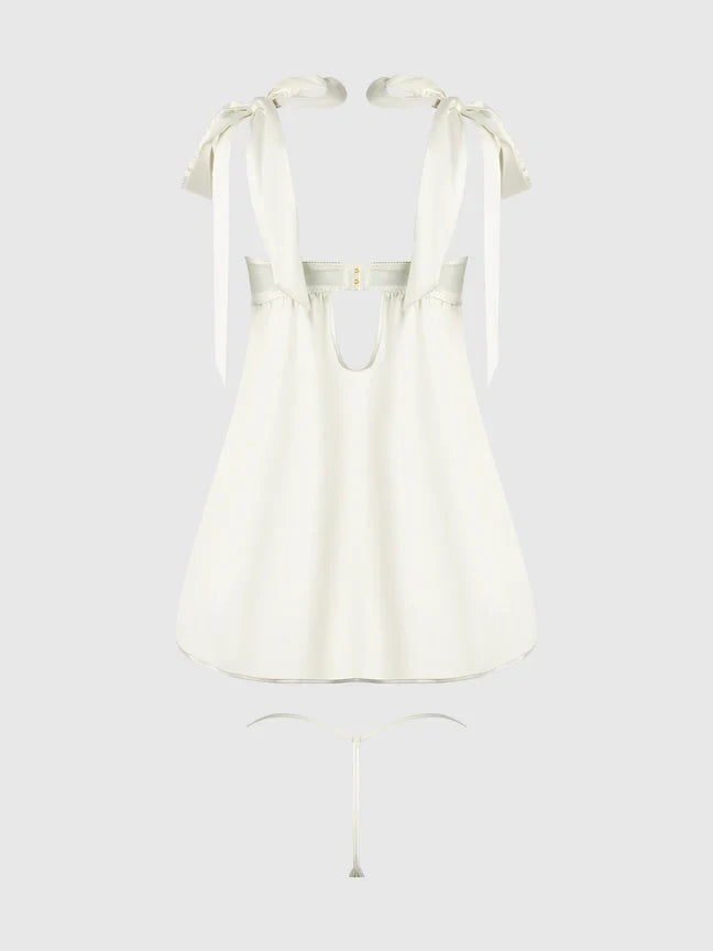 Bellvian™ Rosalie Bridal Satin and Lace Babydoll Set