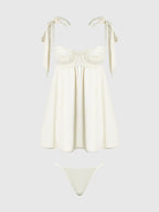 Bellvian™ Rosalie Bridal Satin and Lace Babydoll Set